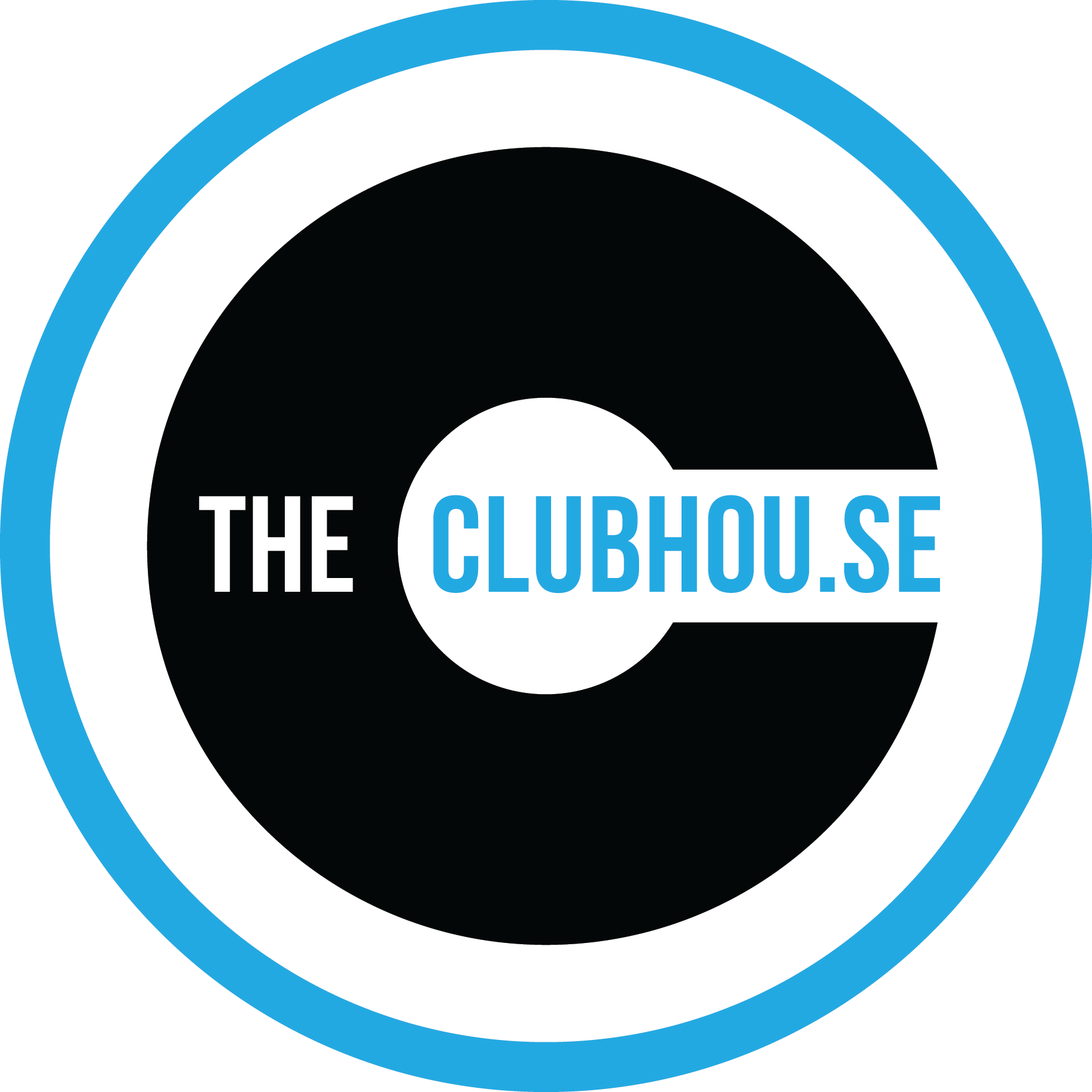 Blue circle surrounding a big C with theClubhouse written inside